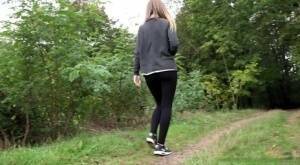 White girl is captured on hidden camera taking a piss in someone's garden on galpictures.com