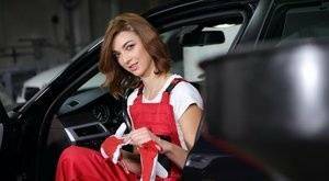 Sexy horny mechanic with awesome body reaches the climax right in a car on galpictures.com