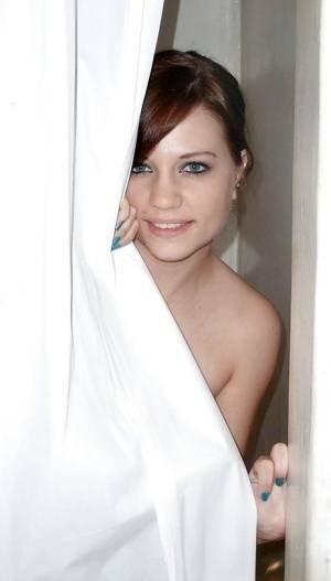 Sweet european amateur posing for a homemade photo in the shower on galpictures.com