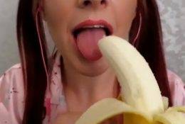 Flirty ASMR Banana Sucking Video on galpictures.com