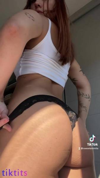 Girl takes her panties off her athletic ass for a TikTok ass on galpictures.com