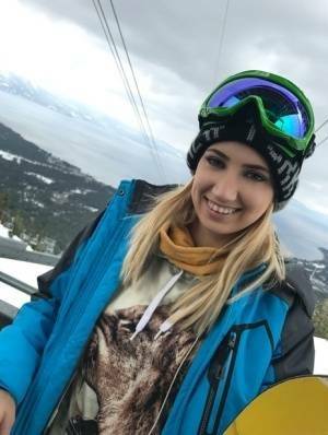 Clothed teens Kristen Scott & Sierra Nicole don ski masks while snowboarding on galpictures.com