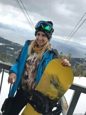 Blonde teens with nice smiles Kristen Scott & Sierra Nicole take to ski slopes on galpictures.com