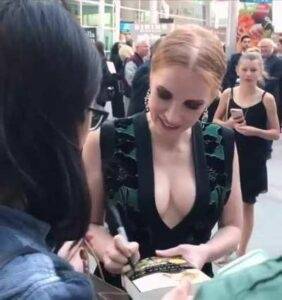 Tiktok Porn Jessica Chastain2019s cleavage steals the show on galpictures.com