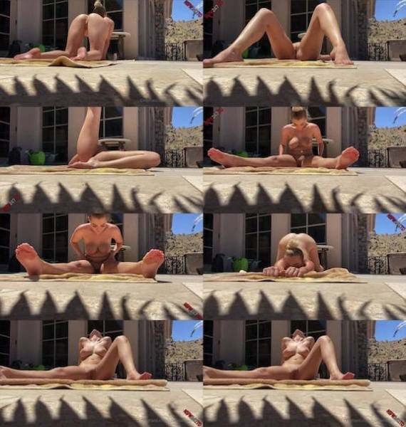 Blake Blossom - doing yoga outdoor on galpictures.com