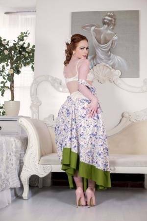 Solo model Ella Hughes releases her nice ass from vintage lingerie on galpictures.com