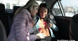 Lexi Dona and her lesbian lover have sex in the backseat of a car on galpictures.com
