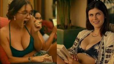 Which cleavage gets your load?-Sydney Sweeney or Alexandra Daddario in same episode of 'The White Lotus' on galpictures.com
