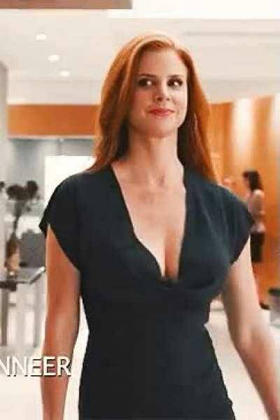 Your assistant Sarah Rafferty walking in to your office after to called her in for your daily afternoon fuck on galpictures.com