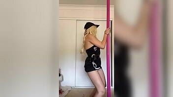 Breelouisexoxo strip tease and dance on pole in security outfit onlyfans leaked video on galpictures.com