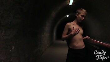 Candy flip showing titties in a tunnel at night xxx video on galpictures.com