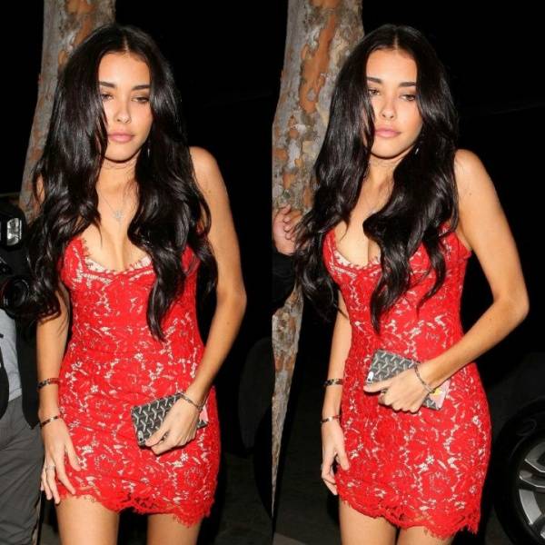 Madison Beer Sexy Red Paparazzi Dress Set Leaked - Usa - Madison on galpictures.com