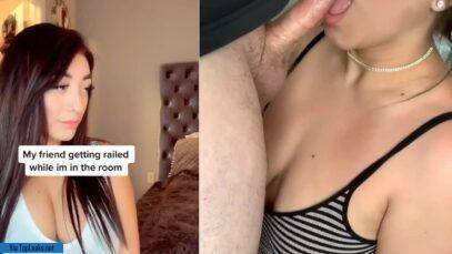 Sexy babe is waiting for her boyfriend to fuck her, while he gave TikTok dick sucking to his girlfriend on galpictures.com