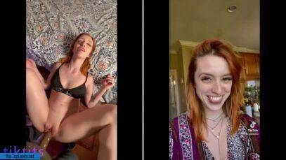 The redheaded chick is fucked by her stepfather and she admires it on TikTok on galpictures.com
